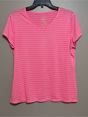Danskin Pink Striped V-Neck Tee
